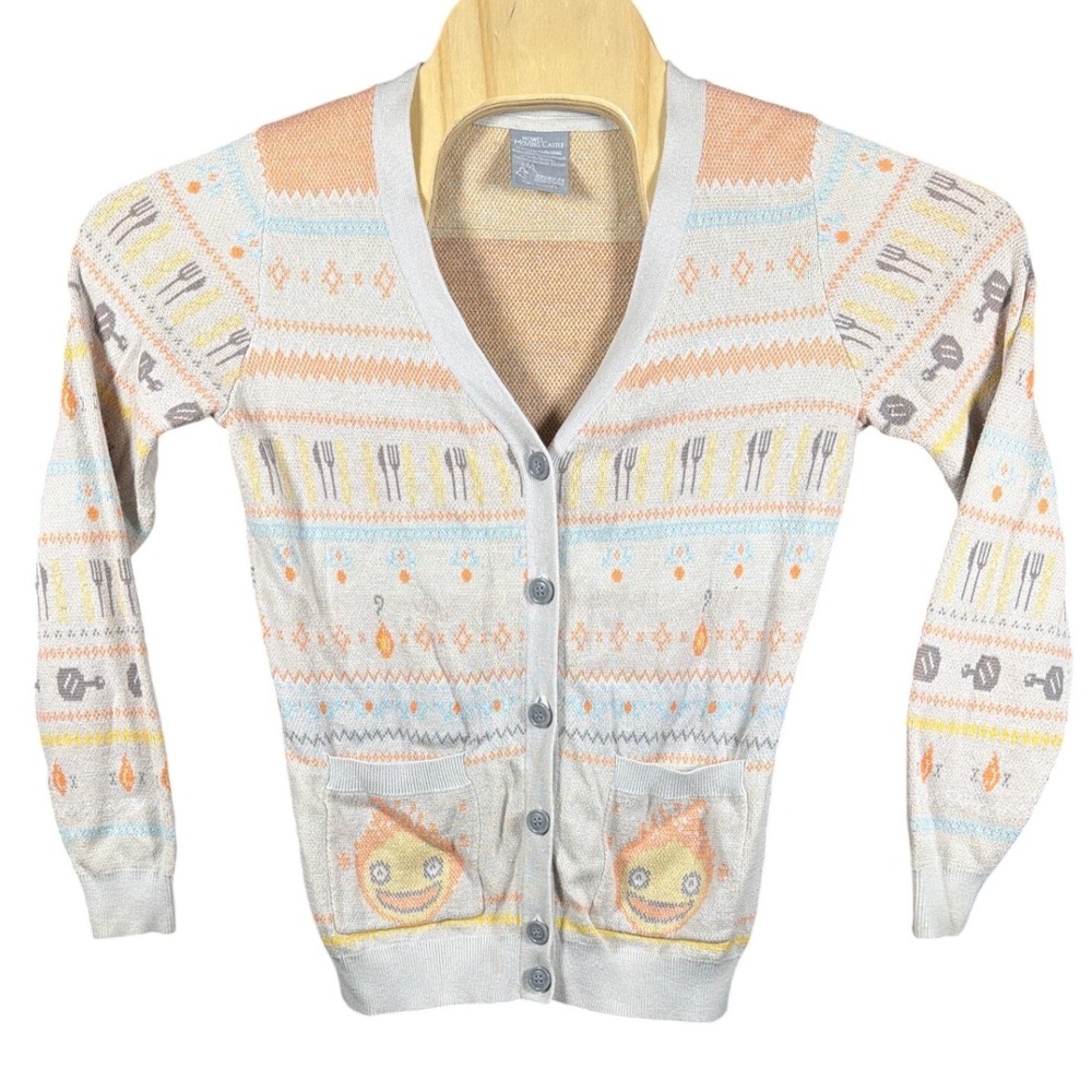 Her Universe Cardigan Womens S Howl's Moving Castle Calcifer Grey Good